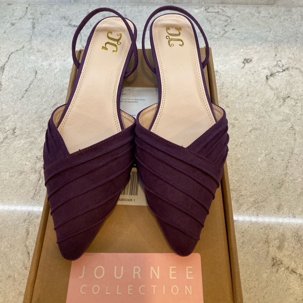 Journee Collection Kato, Low Heeled Dressy Wedge, Purple